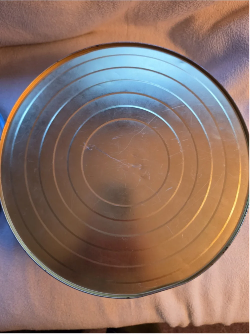 Vintage 1970s Pennsylvania Dutch Blue Metal Cookie Tin Tray Lid Folk Art Amish